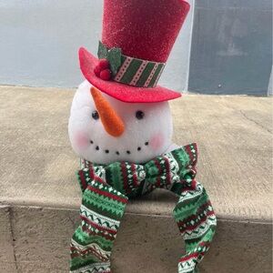 Festive Snowman Decoration with Red Hat